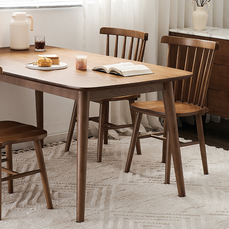 Modern Rectangular Space Saving Brown Walnut Dining Table with 4 Legs