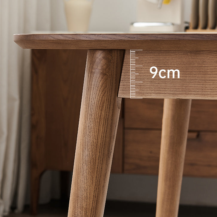 Modern Rectangular Space Saving Brown Walnut Dining Table with 4 Legs