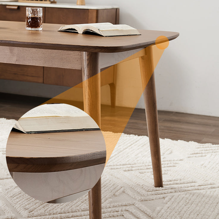 Modern Rectangular Space Saving Brown Walnut Dining Table with 4 Legs