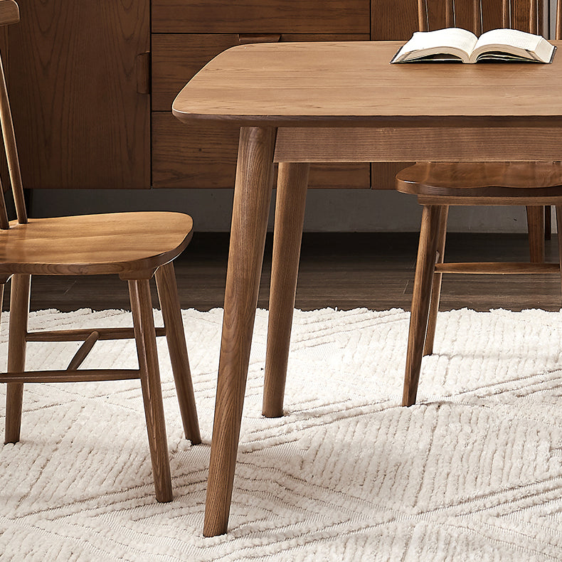 Modern Rectangular Space Saving Brown Walnut Dining Table with 4 Legs