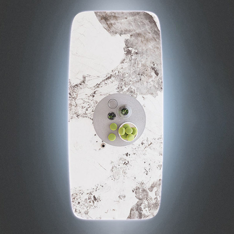 Modern Rectangular White Top Dining Table with Black Metal X-Base