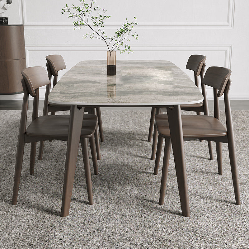 Modern Stone Dining Room Table for 2-6 Person Grey Rectangular Top
