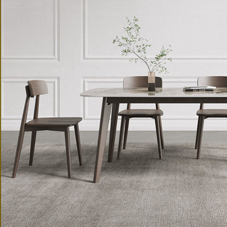 Modern Stone Dining Room Table for 2-6 Person Grey Rectangular Top