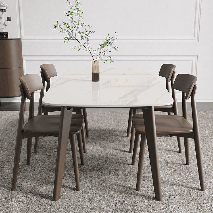 Modern Stone Dining Room Table for 2-6 Person Grey Rectangular Top