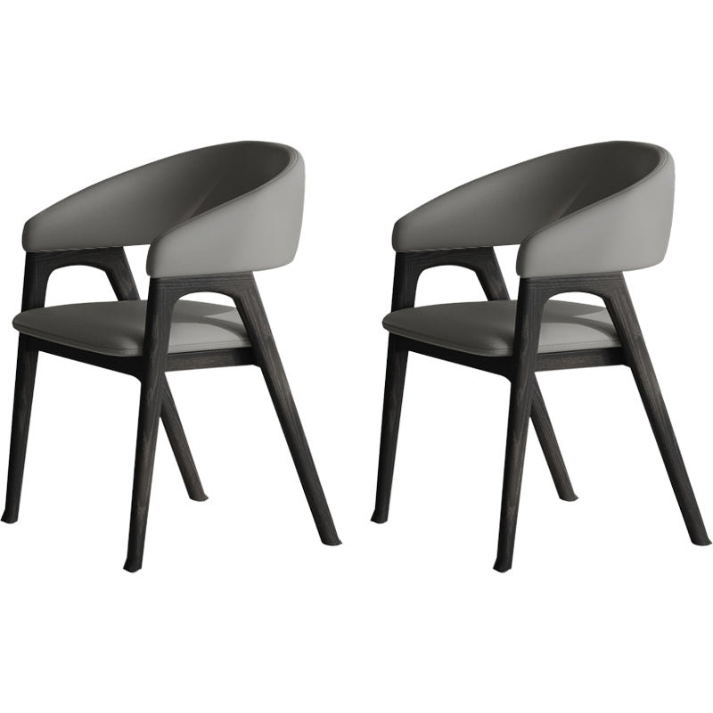 Open Back Arm Upholstered and Solid Wood Dining Accent Chair