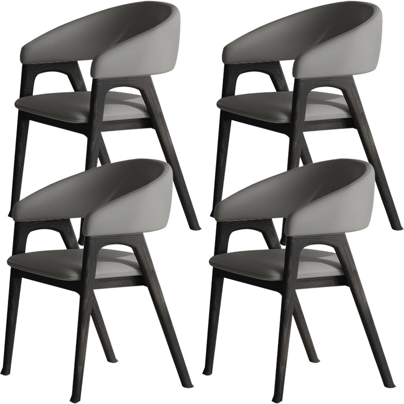 Open Back Arm Upholstered and Solid Wood Dining Accent Chair