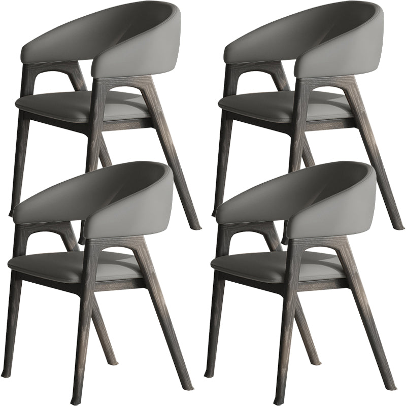 Open Back Arm Upholstered and Solid Wood Dining Accent Chair