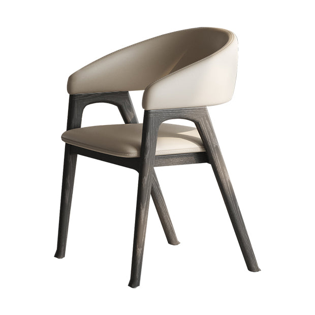 Open Back Arm Upholstered and Solid Wood Dining Accent Chair