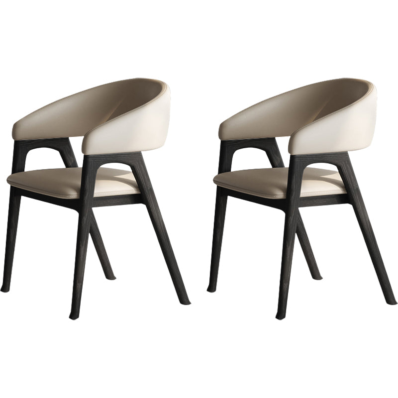 Open Back Arm Upholstered and Solid Wood Dining Accent Chair