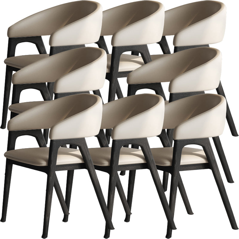Open Back Arm Upholstered and Solid Wood Dining Accent Chair
