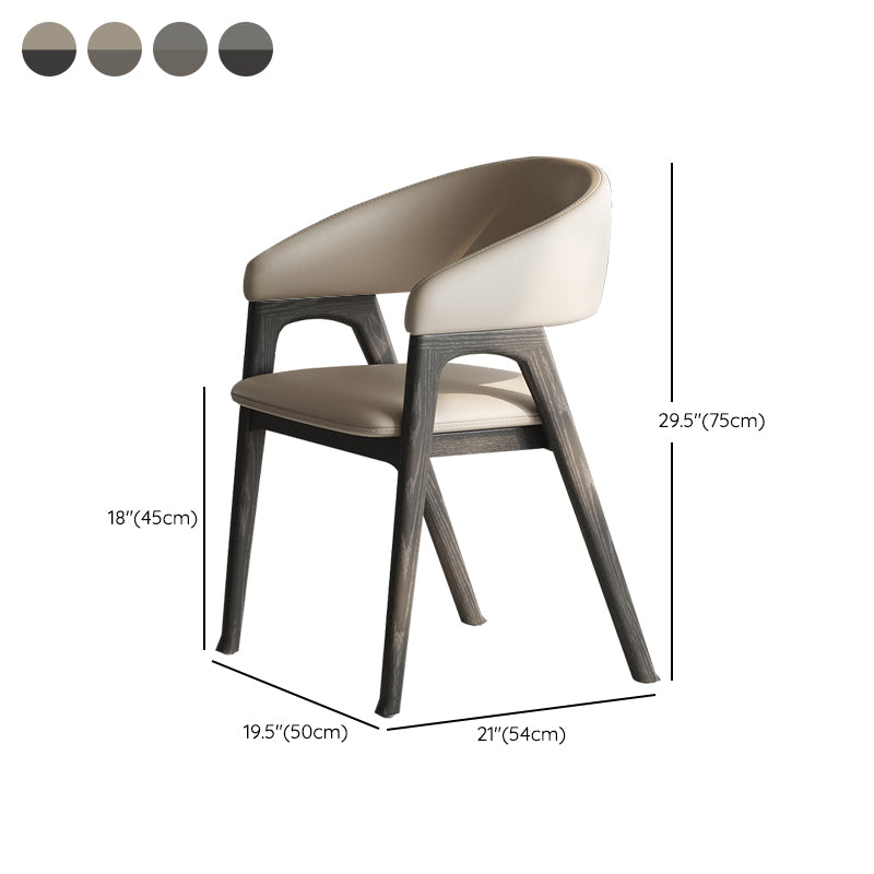 Open Back Arm Upholstered and Solid Wood Dining Accent Chair