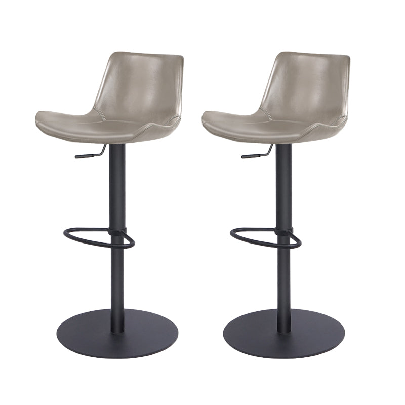 Contemporary Adjustable Height Swivel Leather Bar Stool with Footrest