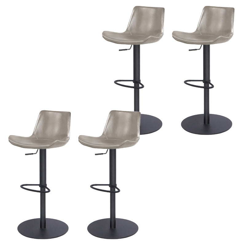 Contemporary Adjustable Height Swivel Leather Bar Stool with Footrest