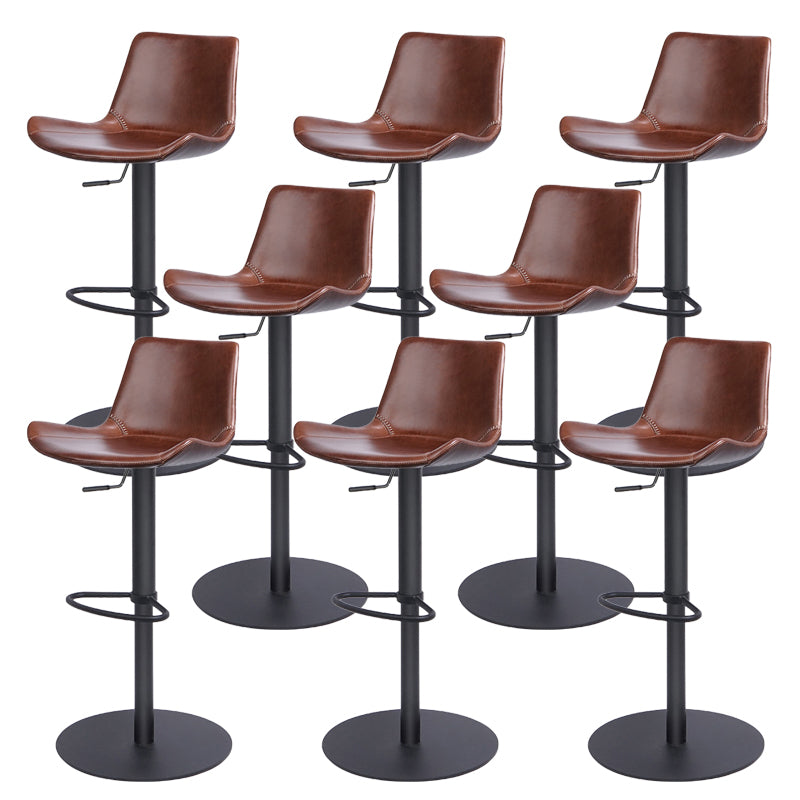 Contemporary Adjustable Height Swivel Leather Bar Stool with Footrest