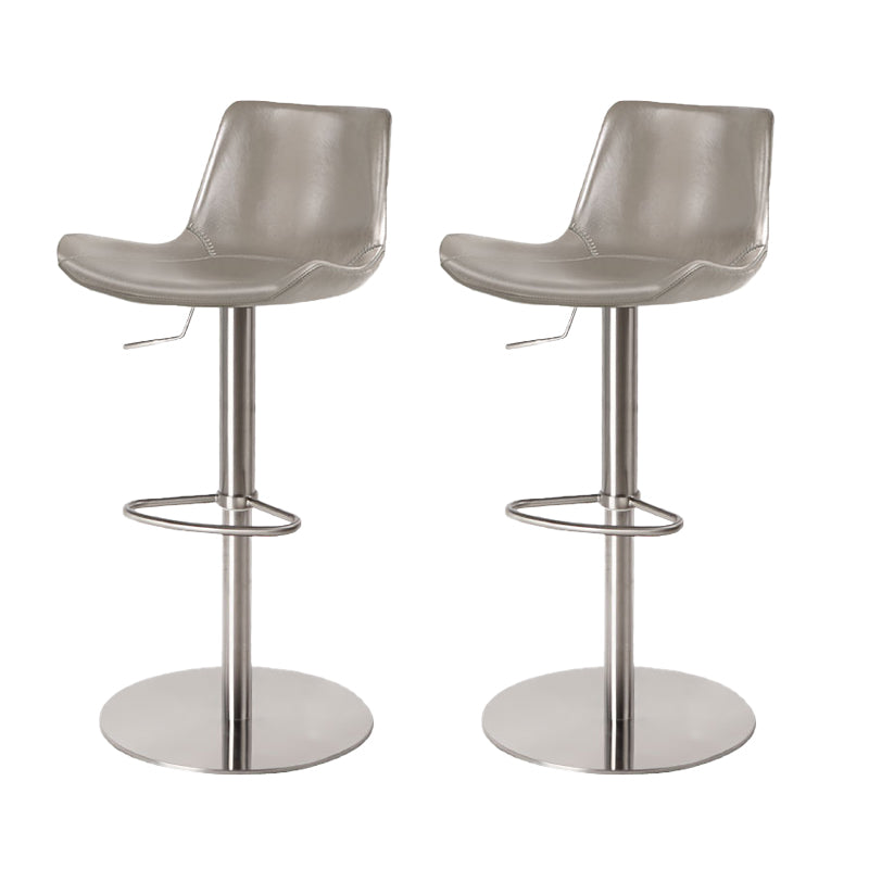 Contemporary Adjustable Height Swivel Leather Bar Stool with Footrest