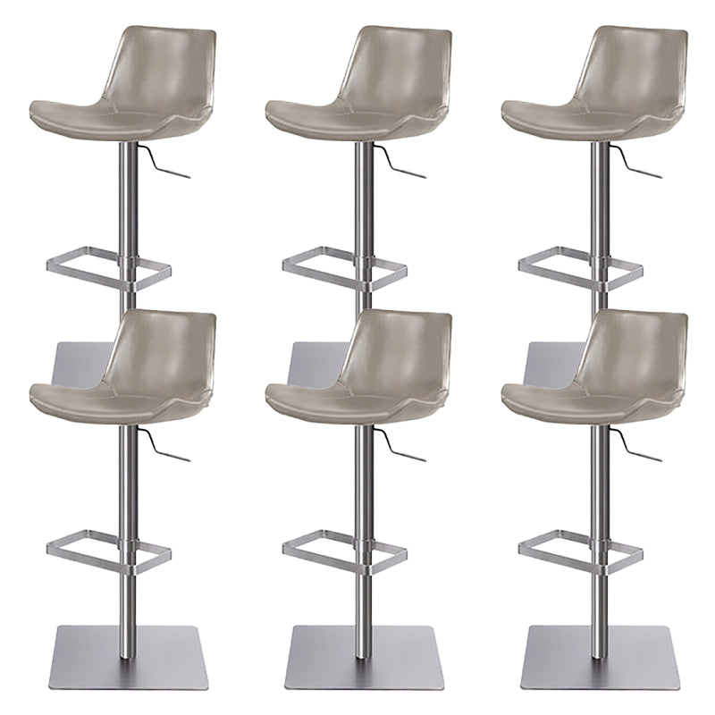 Contemporary Adjustable Height Swivel Leather Bar Stool with Footrest