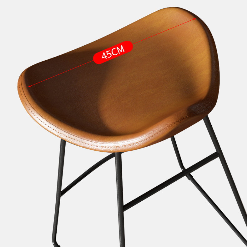Contemporary Faux Leather Armless Bar Stools with Metal Base