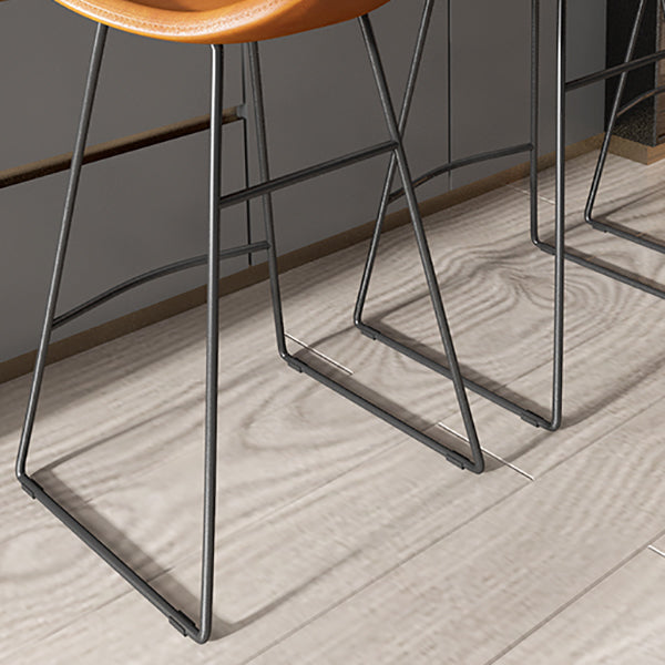 Contemporary Faux Leather Armless Bar Stools with Metal Base