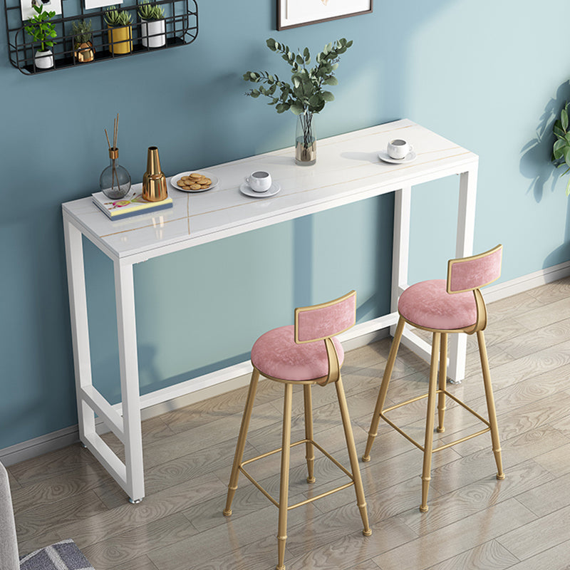 Matte Finish Rectangle Pub Table with Metal Frame for Living Room