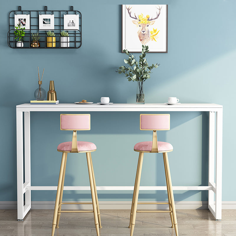 Matte Finish Rectangle Pub Table with Metal Frame for Living Room