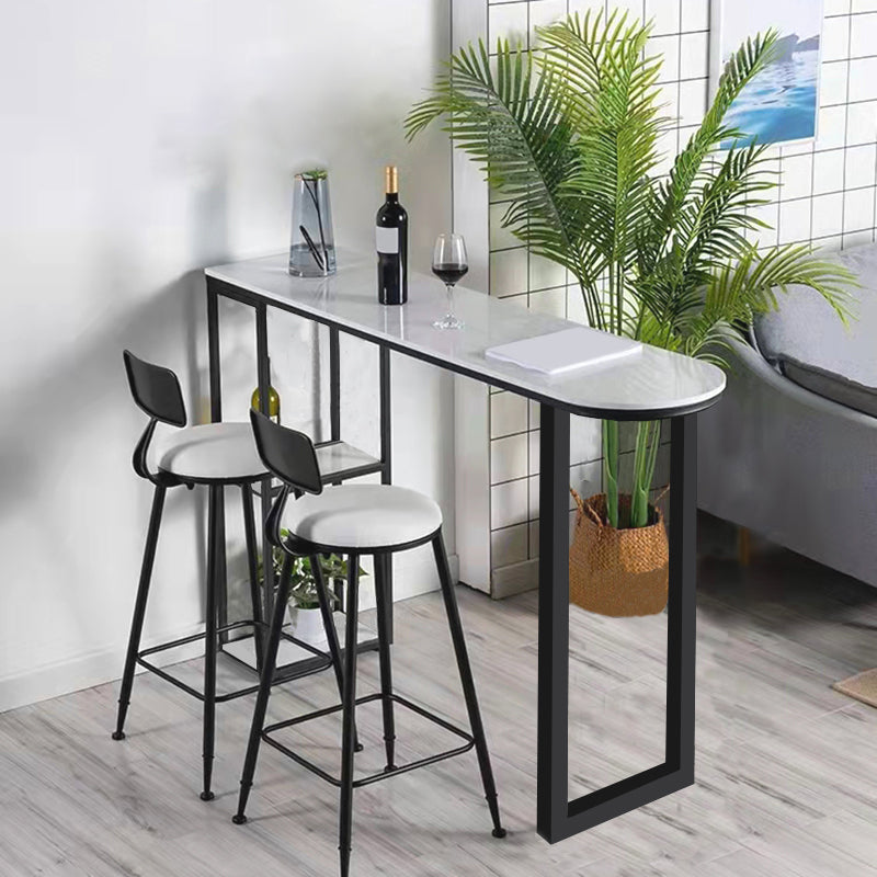 Contemporary Free Form Bar Table with Metal Base for Living Room