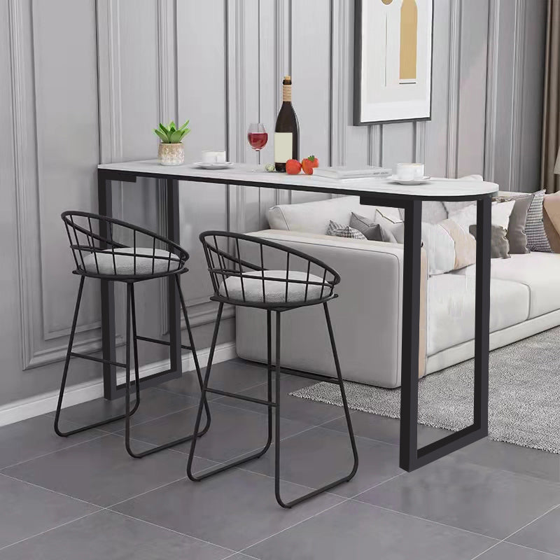 Contemporary Free Form Bar Table with Metal Base for Living Room
