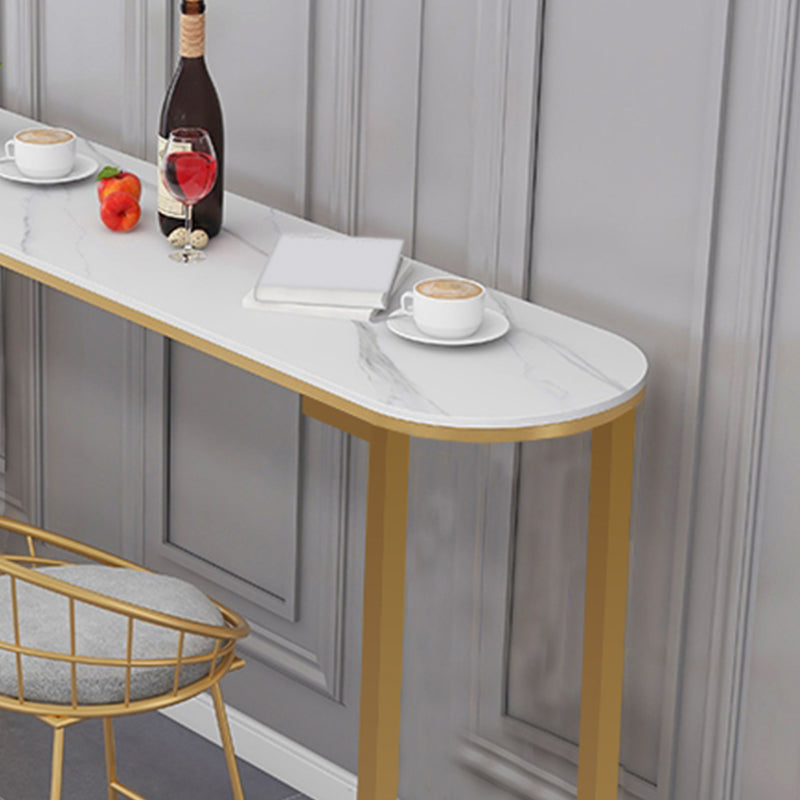 Contemporary Free Form Bar Table with Metal Base for Living Room