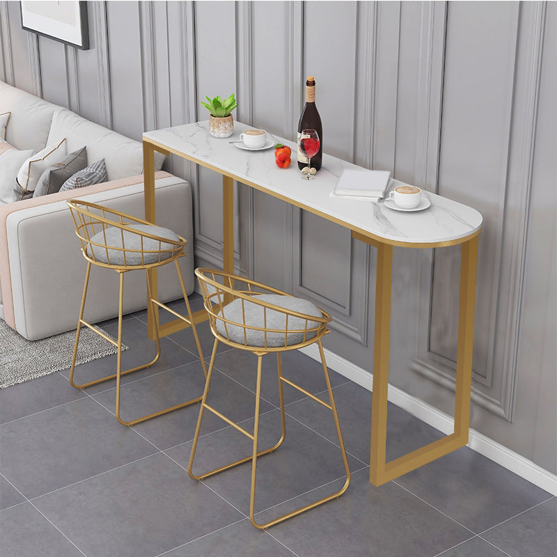 Contemporary Free Form Bar Table with Metal Base for Living Room