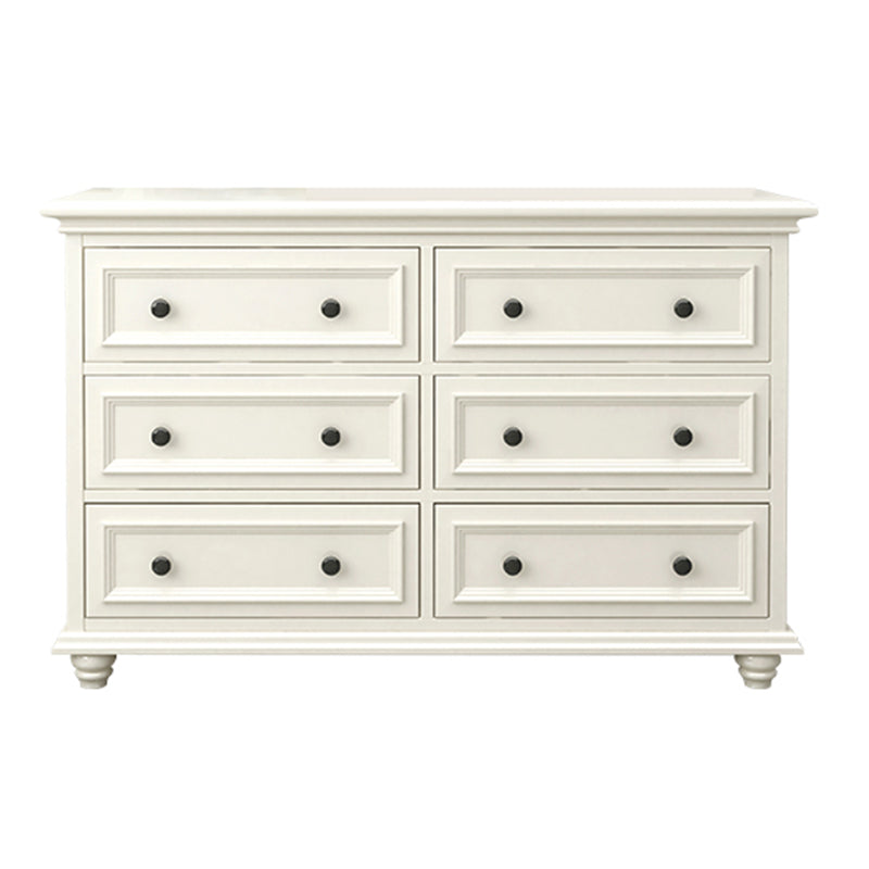 Glam White Wooden Horizontal Storage Chest with Drawers for Home