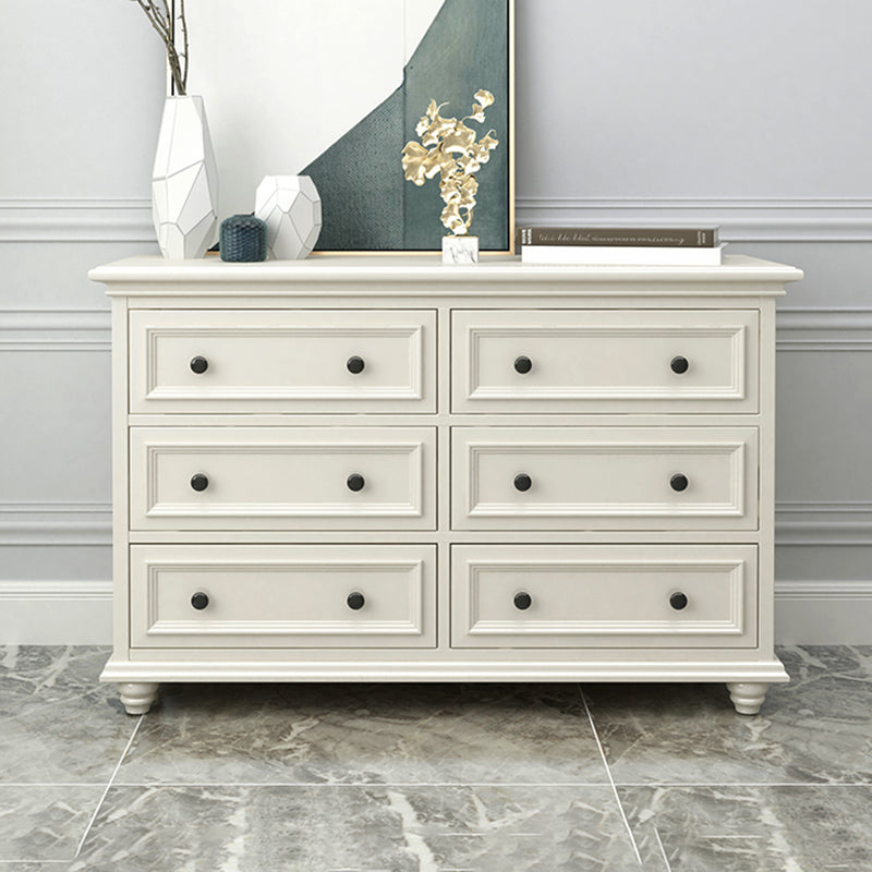 Glam White Wooden Horizontal Storage Chest with Drawers for Home