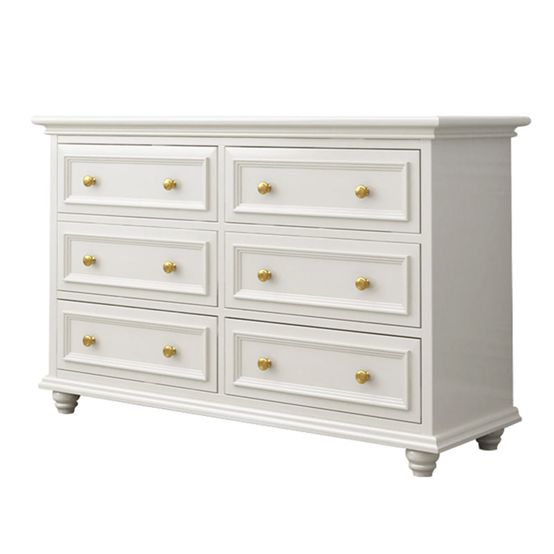 Glam White Wooden Horizontal Storage Chest with Drawers for Home
