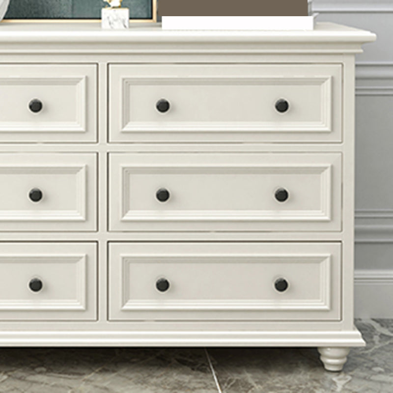 Glam White Wooden Horizontal Storage Chest with Drawers for Home