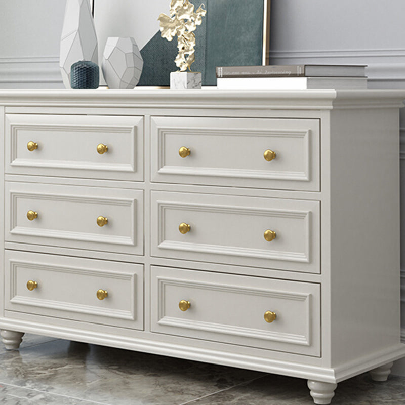 Glam White Wooden Horizontal Storage Chest with Drawers for Home