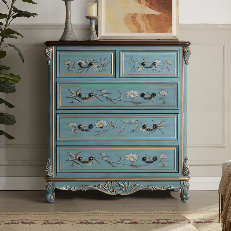 Traditional Style Wooden Storage Chest with Drawers for Bedroom