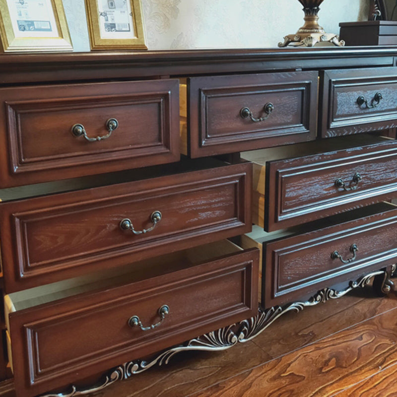 Traditional Style Wooden Storage Chest with Drawers for Bedroom