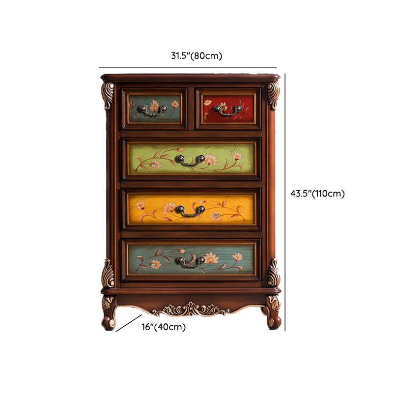 Traditional Style Wooden Storage Chest with Drawers for Bedroom