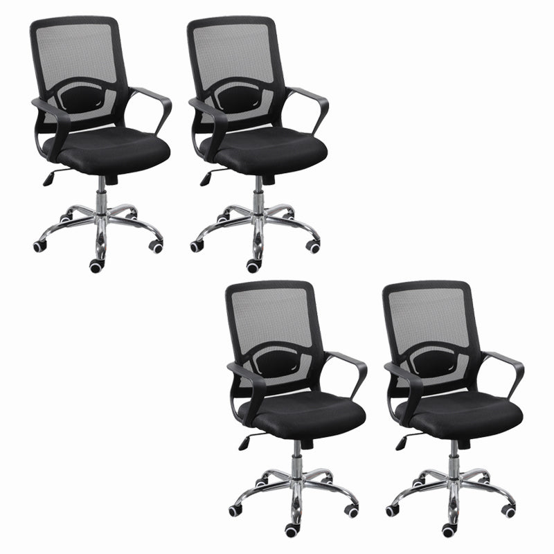 Modern Slide Black Office Chair Adjustable Seat Height Fixed Arms with Wheels