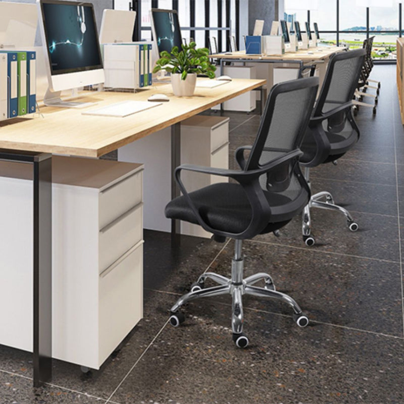Modern Slide Black Office Chair Adjustable Seat Height Fixed Arms with Wheels