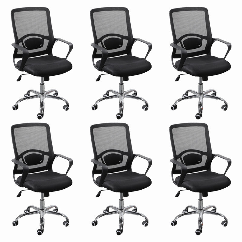 Modern Slide Black Office Chair Adjustable Seat Height Fixed Arms with Wheels