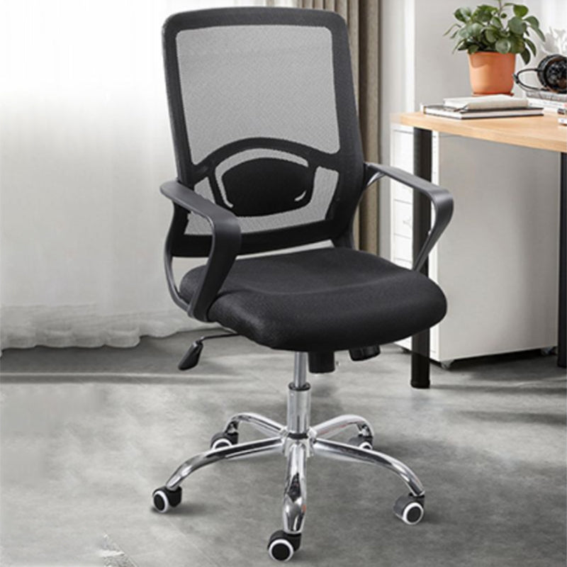 Modern Slide Black Office Chair Adjustable Seat Height Fixed Arms with Wheels