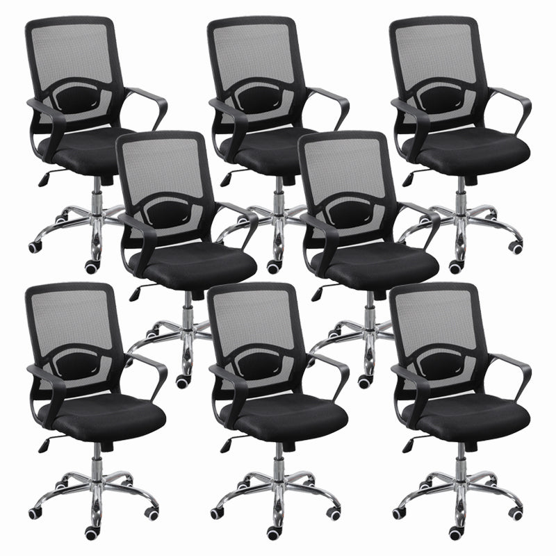 Modern Slide Black Office Chair Adjustable Seat Height Fixed Arms with Wheels