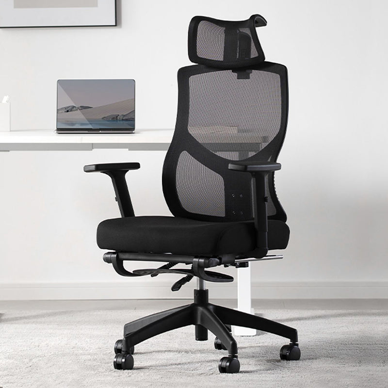 Black Modern Slide Office Chair Adjustable Seat Height Fixed Arms with Wheels