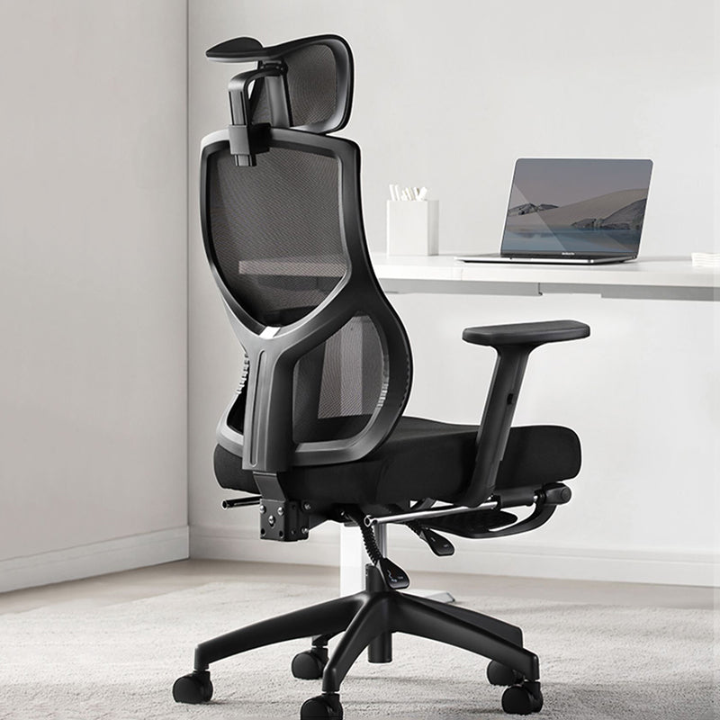 Black Modern Slide Office Chair Adjustable Seat Height Fixed Arms with Wheels