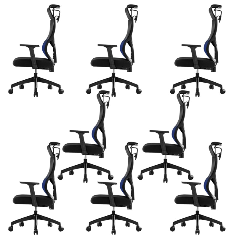 Black Modern Slide Office Chair Adjustable Seat Height Fixed Arms with Wheels