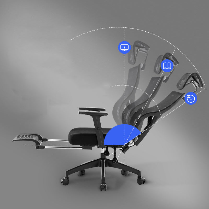 Black Modern Slide Office Chair Adjustable Seat Height Fixed Arms with Wheels