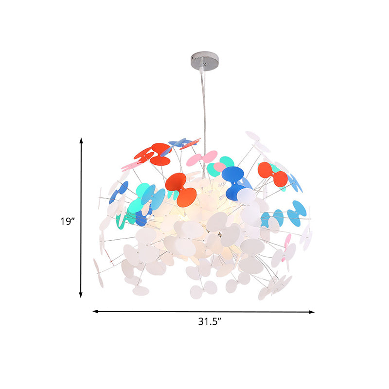 Macaron elegante a grappolo a grappolo a farfalla ferro a sospensione 8 lampadine soggiorno illuminazione sospensione in blu bianco-rosso