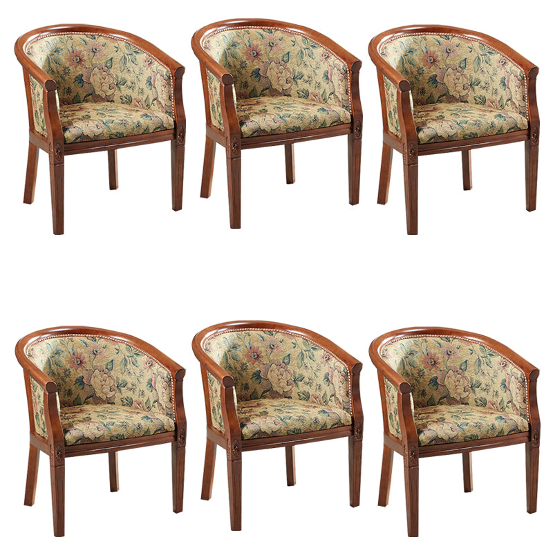 Fabric Arm Chairs Traditional Kitchen Dining Chair with Wood Legs