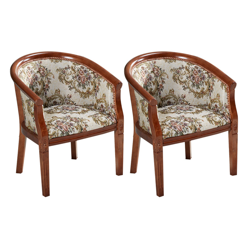 Fabric Arm Chairs Traditional Kitchen Dining Chair with Wood Legs
