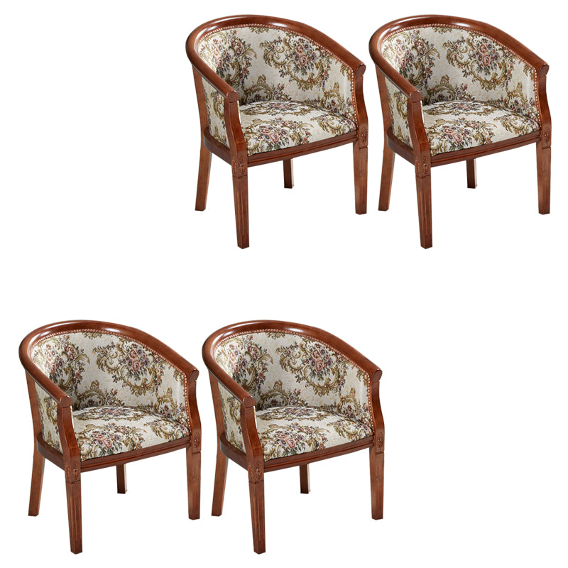 Fabric Arm Chairs Traditional Kitchen Dining Chair with Wood Legs