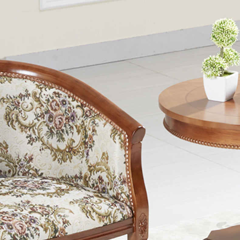 Fabric Arm Chairs Traditional Kitchen Dining Chair with Wood Legs
